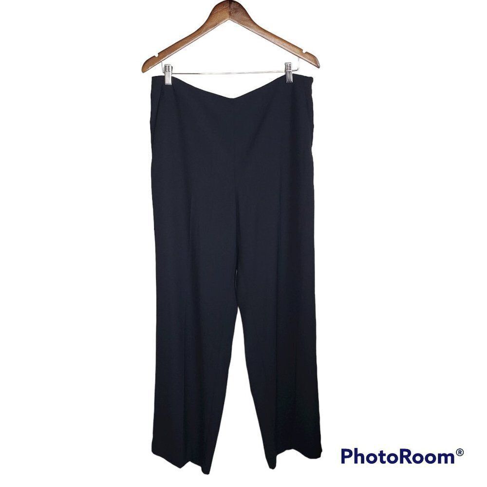 Vince Camuto black straight flat front wide leg pants size 12
